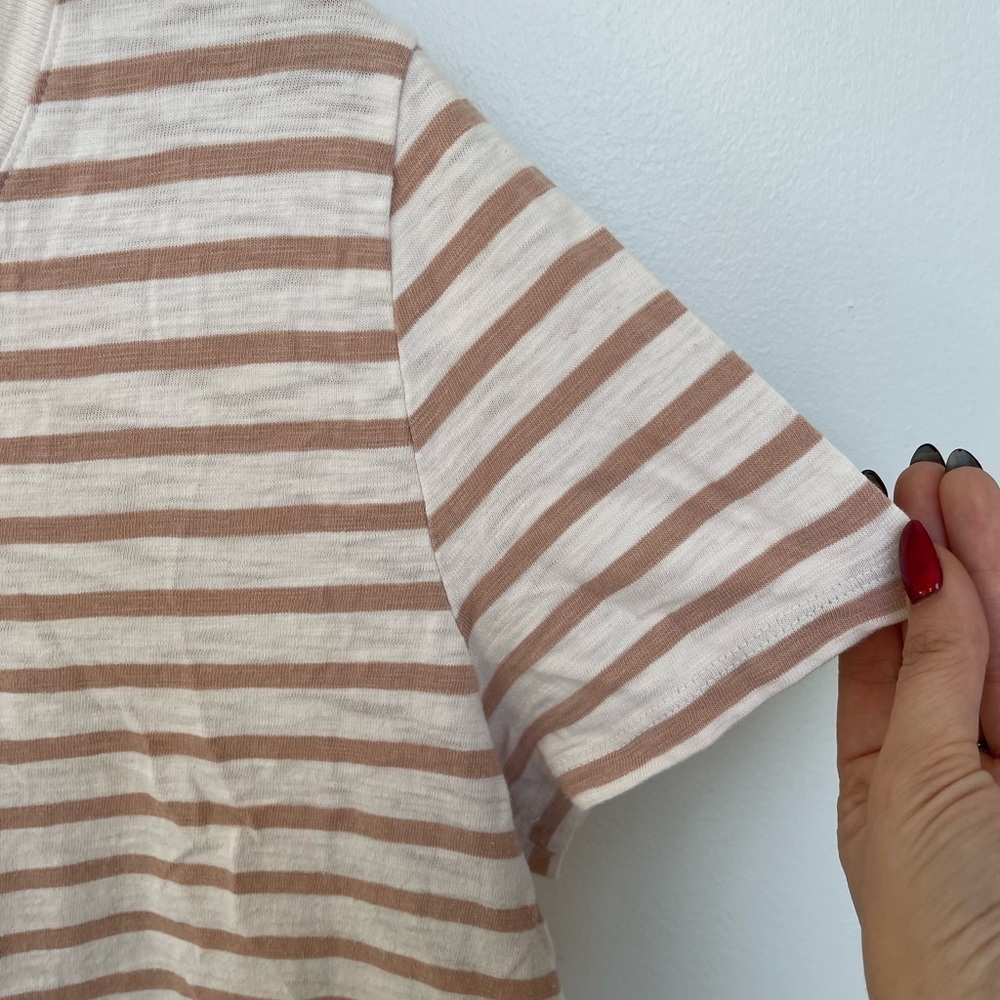Universal Thread Women's Striped Short Sleeve T-Shirt Dress White And Beige - Picture 8 of 8